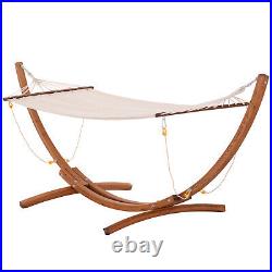 10' Wood Outdoor Hammock Bed with Stand Heavy Duty Roman Arc for Patio Backyard