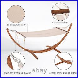 10' Wood Outdoor Hammock Bed with Stand Heavy Duty Roman Arc for Patio Backyard