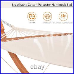 13' Wooden Arc Outdoor Standing Hammock Patio Curved Bed with Detachable Canopy