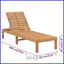 1/2x Solid Wood Teak Sun Lounger Patio Garden Lounge Bed Furniture vidaXL