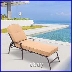 2PCS Outdoor Adjustable Patio Lounge Chair Chaise Bed Recliner for Poolside Yard