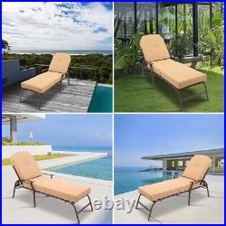 2PCS Outdoor Adjustable Patio Lounge Chair Chaise Bed Recliner for Poolside Yard