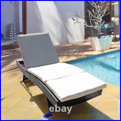 2X For Pool Porch Chaise Lounge Chair Outdoor Patio Sun Bed Rattan Furniture