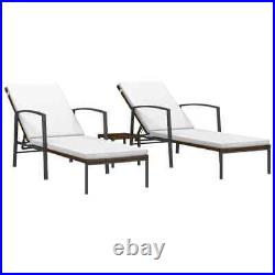 2X Patio Chaise Lounge Chair+Table Set Outdoor Sun Bed Pool Side Furniture Brown