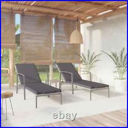 2X Patio Chaise Lounge Chair+Table Set Outdoor Sun Bed Pool Side Furniture Gray