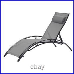 2 PCS Pool Rattan Wicker Chaise Lounge Chair Outdoor Patio Sun Bed Grey Recliner