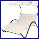 2 Person Off White Outdoor Patio Chaise Lounger Chair Canopy Bed with Pillows