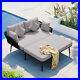 2 Person Outdoor Patio Daybed, Washable Cushions, Woven Nylon Rope Backrest