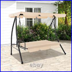 2-Seat Outdoor Convertible Swing Chair with Flat Bed, Patio Hammock Lounge Chair