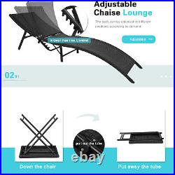 3Pcs Foldable Pool Side Rattan Chaise Lounge Chairs& Table Outdoor Patio Sun Bed