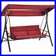 3-Seat Patio Swing Chair Bed Converting Outdoor Porch Glider with Canopy Garden