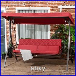 3-Seat Patio Swing Chair Bed Converting Outdoor Porch Glider with Canopy Garden