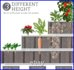 3 Tiers Raised Garden Bed Dismountable Frame Galvanized Steel Metal Patio Garden