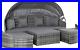 4 Pieces Outdoor Garden Daybed Wicker Rattan Patio Lawn Sofa Bed Set with Canopy