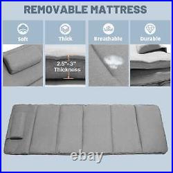 6-Position Folding Cots Reclining Lounge Patio Chair Guest Bed Mattress&Headrest