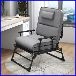 6-Position Folding Cots Reclining Lounge Patio Chair Guest Bed Mattress&Headrest