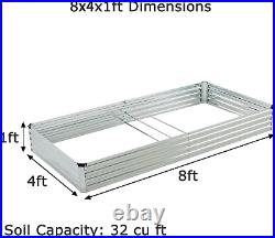 8X4X1Ft 2PCS Galvanized Raised Garden Bed, Outdoor Planter Box Metal Patio Kit