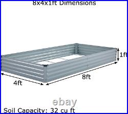 8X4X1Ft(2 Pack) Galvanized Raised Garden Bed, Outdoor Planter Box Metal Patio Kit