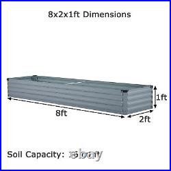 8x2x1ft(2 Pack) Galvanized Raised Garden Bed, Outdoor Planter Box Metal Patio Kit