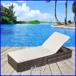Adjustable Outdoor Rattan Chaise Lounge Chair Patio Wicker Recliner Bench Sofa
