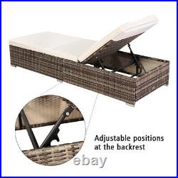 Adjustable Patio Furniture Chair Outdoor PE Rattan Wicker Chaise Lounge Sunbed