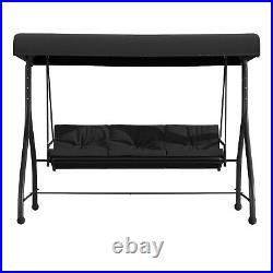 All-Weather Outdoor Patio Black Converting Swing/Bed Canopy Hammock with Cushion