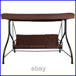 All-Weather Outdoor Patio Brown Converting Swing/Bed Canopy Hammock with Cushion