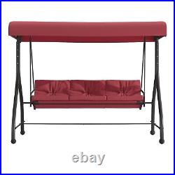 All-Weather Outdoor Patio Maroon Converting Swing/Bed Canopy Hammock with Cushion