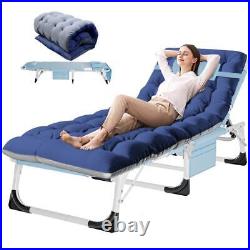 BOZTIY Patio Foldable Chaise Lounge Chair Bed Outdoor Weatherproof Blue(1-Pack)