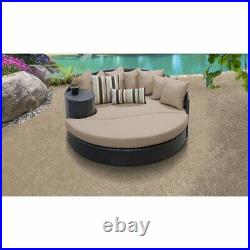 Barbados Circular Sun Bed Outdoor Wicker Patio Furniture in Wheat