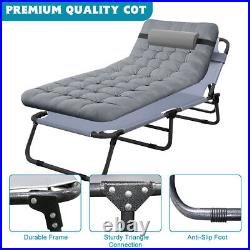 Begonia. K Adjustable Folding Bed Camping Cot Lounge Reclining Chaise Patio & Pad