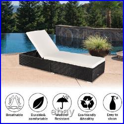 Black Outdoor Rattan Pool Bed Chaise Lounge Patio Furniture Sun Lounger