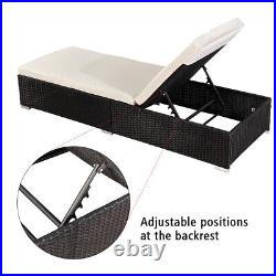 Black Rattan Outdoor Pool Bed Chaise Lounge Patio Furniture
