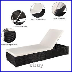 Black Rattan Outdoor Pool Bed Chaise Solarium Patio Furniture Sofa Daybed