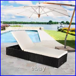 Black Rattan Pool Bed Chaise Outdoor Patio Furniture for Leisure