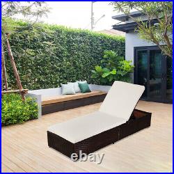 Brown Outdoor Rattan Pool Bed Chaise Lounge Garden Patio Furniture