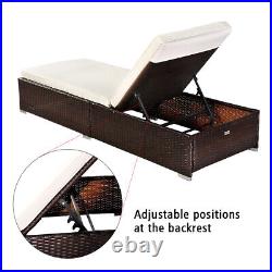 Brown Outdoor Rattan Pool Bed Chaise Lounge Patio Furniture Set