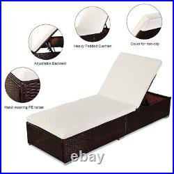 Brown Rattan Outdoor Pool Chaise Lounge Patio Furniture Bed Single Sheet