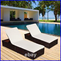 Brown Rattan Outdoor Pool Chaise Lounge Patio Furniture Bed Single Sheet