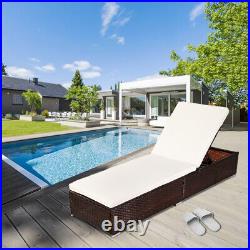 Brown Rattan Pool Bed Chaise Lounge Outdoor Patio Furniture
