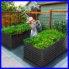 Dark Gray Raised Garden Bed Kit Galvanized Raised Bed Outdoor Patio Planter Box
