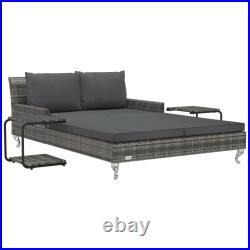 Daybed 2-Person Patio Garden Sun Bed with Cushions Poly Rattan Black vidaXL