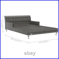 Daybed 2-Person Patio Garden Sun Bed with Cushions Poly Rattan Black vidaXL