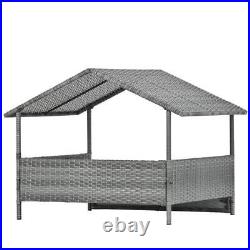 Dog Bed Pet Enclosures Outdoor Patio Furniture Wicker With Canopy and Pad