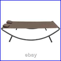 Double Patio Lounge Chair Outdoor Chaise Beach Reclining Sun Bed with Pillow Brown