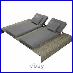 Double Pool Chaise Porch Lounge Chair Outdoor Patio Sun Bed Recliner +Cushion US