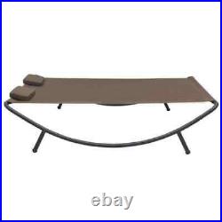 Double Pool Fabric Chaise Lounge Chair Outdoor Patio Sun Bed Lounger Brown NEW