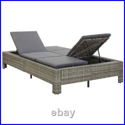 Double Pool Rattan Chaise Lounge Chair Outdoor Patio Sun Bed Furniture Cushion