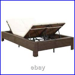 Double Pool Rattan Chaise Lounge Chair Outdoor Patio Sun Bed Lounger With Cushion