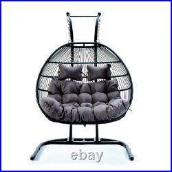 Double Swing Egg Chair 2 Person Hanging Hammock Bed or Patio Furniture Cover US